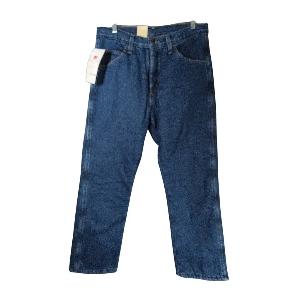Wrangler Thermal Lined Jeans Mens 32x30 Blue‎ Relaxed Workwear New